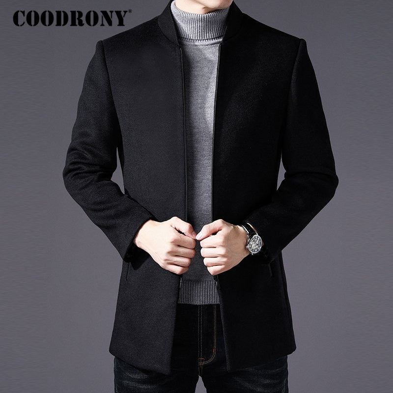 COODRONY Men Coat Winter Thick Warm Wool Coat Men Clothes 2019 Slim Fit Coat Mandarin Collar Jacket Mens Overcoat Mens Coats C03