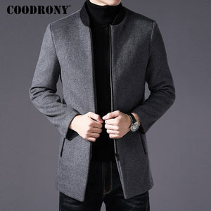 COODRONY Men Coat Winter Thick Warm Wool Coat Men Clothes 2019 Slim Fit Coat Mandarin Collar Jacket Mens Overcoat Mens Coats C03