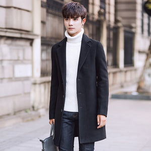 Wool Blend Men's Coat Woollen Overcoat Winter Autumn Men Coat Fashion Brand Clothing Lined Warm Woolen Overcoat Male MOOWNUC 5XL