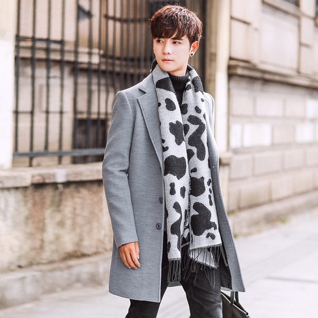 Wool Blend Men's Coat Woollen Overcoat Winter Autumn Men Coat Fashion Brand Clothing Lined Warm Woolen Overcoat Male MOOWNUC 5XL