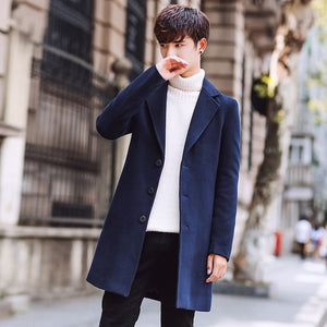 Wool Blend Men's Coat Woollen Overcoat Winter Autumn Men Coat Fashion Brand Clothing Lined Warm Woolen Overcoat Male MOOWNUC 5XL