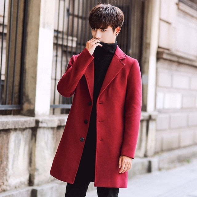 Wool Blend Men's Coat Woollen Overcoat Winter Autumn Men Coat Fashion Brand Clothing Lined Warm Woolen Overcoat Male MOOWNUC 5XL