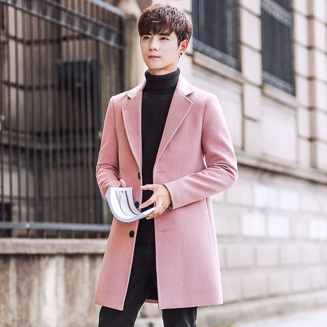 Wool Blend Men's Coat Woollen Overcoat Winter Autumn Men Coat Fashion Brand Clothing Lined Warm Woolen Overcoat Male MOOWNUC 5XL