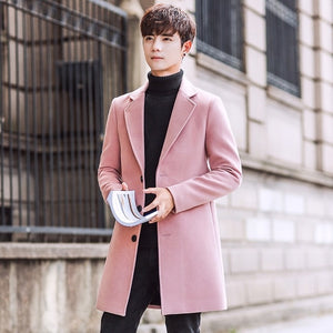 Wool Blend Men's Coat Woollen Overcoat Winter Autumn Men Coat Fashion Brand Clothing Lined Warm Woolen Overcoat Male MOOWNUC 5XL