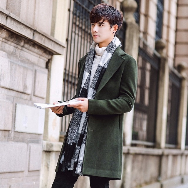 Wool Blend Men's Coat Woollen Overcoat Winter Autumn Men Coat Fashion Brand Clothing Lined Warm Woolen Overcoat Male MOOWNUC 5XL