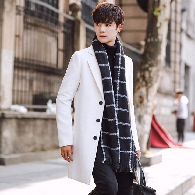 Wool Blend Men's Coat Woollen Overcoat Winter Autumn Men Coat Fashion Brand Clothing Lined Warm Woolen Overcoat Male MOOWNUC 5XL