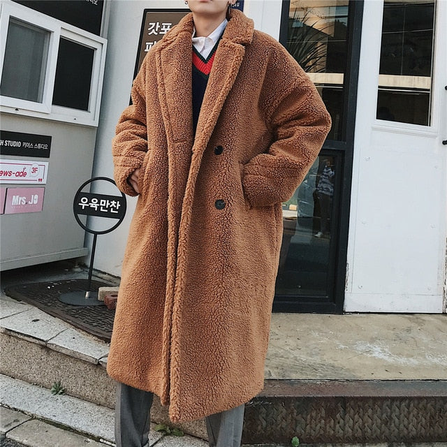 2018 Winter High Quality Thicken Wool Bomber Jacket Coat Men X-Long Sections Woolen Warm Coat Men Teddy Coat Casual Men Overcoat