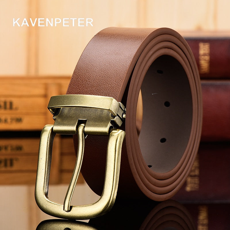 Genuine Leather For Men High Quality Antique Gold Buckle Jeans Belt Cowskin Casual Belts Business Belt Cowboy waistband