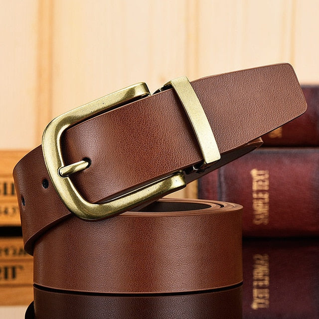 Genuine Leather For Men High Quality Antique Gold Buckle Jeans Belt Cowskin Casual Belts Business Belt Cowboy waistband