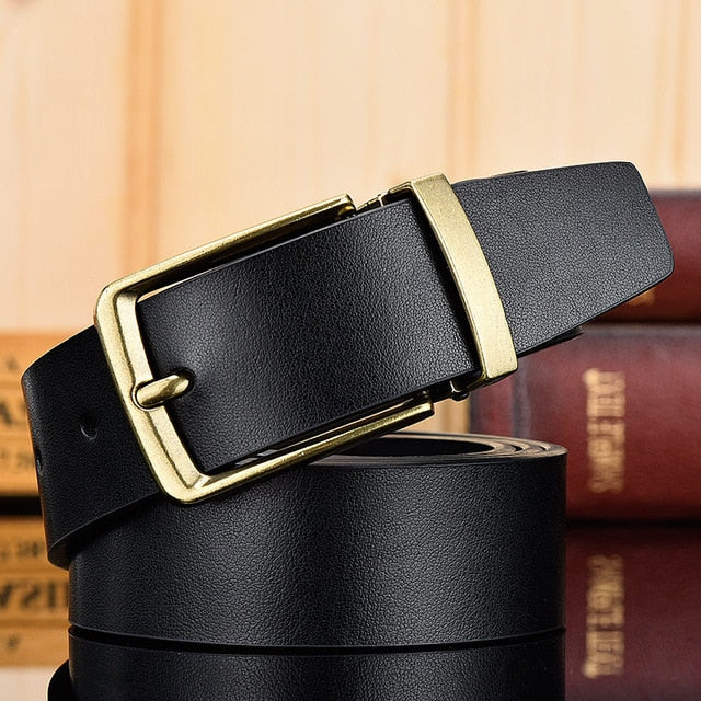 Genuine Leather For Men High Quality Antique Gold Buckle Jeans Belt Cowskin Casual Belts Business Belt Cowboy waistband