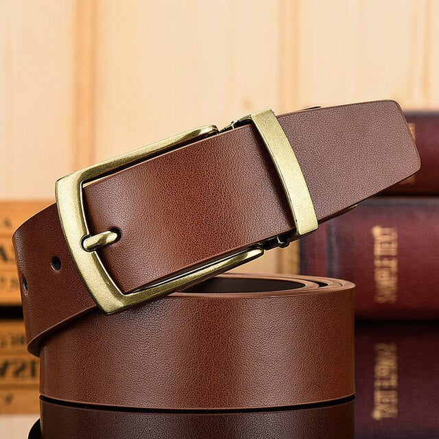 Genuine Leather For Men High Quality Antique Gold Buckle Jeans Belt Cowskin Casual Belts Business Belt Cowboy waistband
