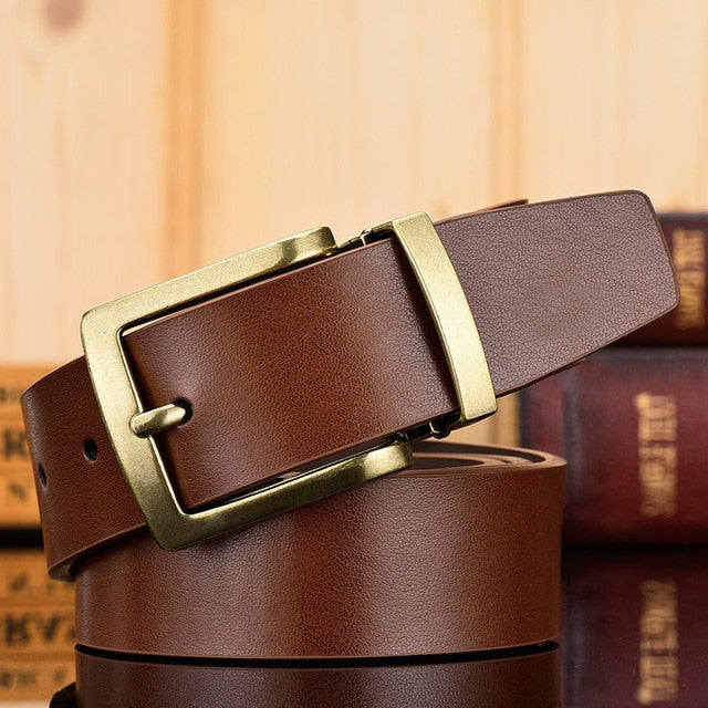 Genuine Leather For Men High Quality Antique Gold Buckle Jeans Belt Cowskin Casual Belts Business Belt Cowboy waistband