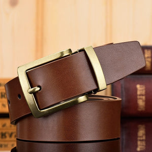 Genuine Leather For Men High Quality Antique Gold Buckle Jeans Belt Cowskin Casual Belts Business Belt Cowboy waistband
