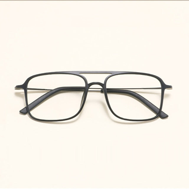 Super Light Square ULTEM Eyeglasses Double Beam Glasses Frame Men and Women Models Tide Big Face Comfortable 7g
