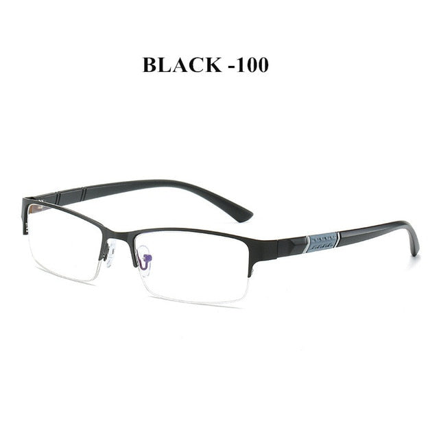 NYWOOH Finished Myopia Glasses Men Anti Blue Light Eyeglasses Retro Metal Half Frame Short Sight Eyewear -1.0 -4.5 Diopter