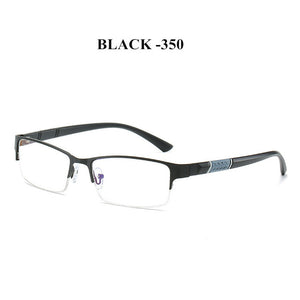 NYWOOH Finished Myopia Glasses Men Anti Blue Light Eyeglasses Retro Metal Half Frame Short Sight Eyewear -1.0 -4.5 Diopter