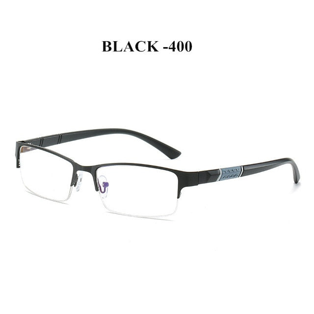 NYWOOH Finished Myopia Glasses Men Anti Blue Light Eyeglasses Retro Metal Half Frame Short Sight Eyewear -1.0 -4.5 Diopter