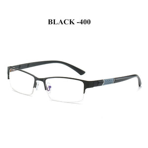 NYWOOH Finished Myopia Glasses Men Anti Blue Light Eyeglasses Retro Metal Half Frame Short Sight Eyewear -1.0 -4.5 Diopter