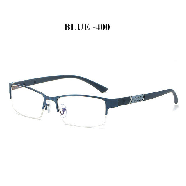 NYWOOH Finished Myopia Glasses Men Anti Blue Light Eyeglasses Retro Metal Half Frame Short Sight Eyewear -1.0 -4.5 Diopter