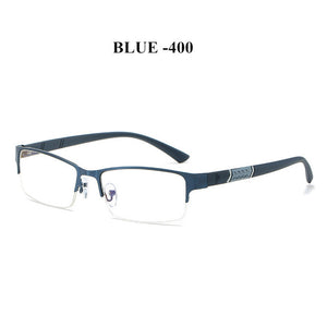 NYWOOH Finished Myopia Glasses Men Anti Blue Light Eyeglasses Retro Metal Half Frame Short Sight Eyewear -1.0 -4.5 Diopter