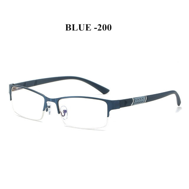 NYWOOH Finished Myopia Glasses Men Anti Blue Light Eyeglasses Retro Metal Half Frame Short Sight Eyewear -1.0 -4.5 Diopter