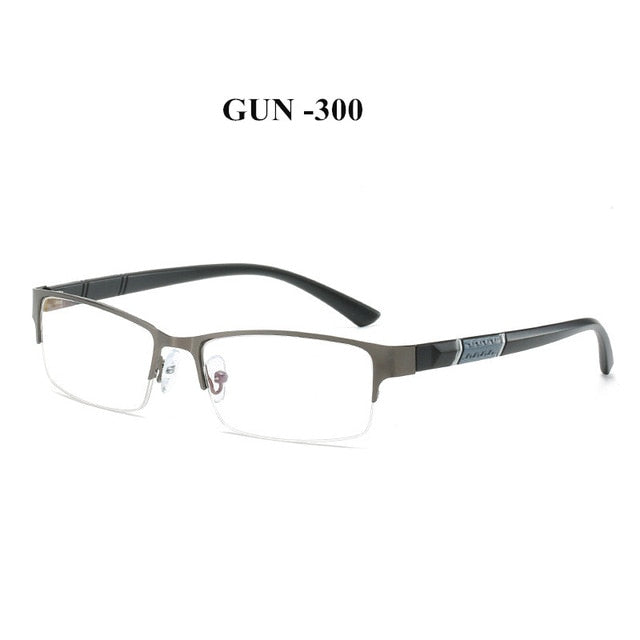 NYWOOH Finished Myopia Glasses Men Anti Blue Light Eyeglasses Retro Metal Half Frame Short Sight Eyewear -1.0 -4.5 Diopter