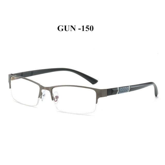NYWOOH Finished Myopia Glasses Men Anti Blue Light Eyeglasses Retro Metal Half Frame Short Sight Eyewear -1.0 -4.5 Diopter