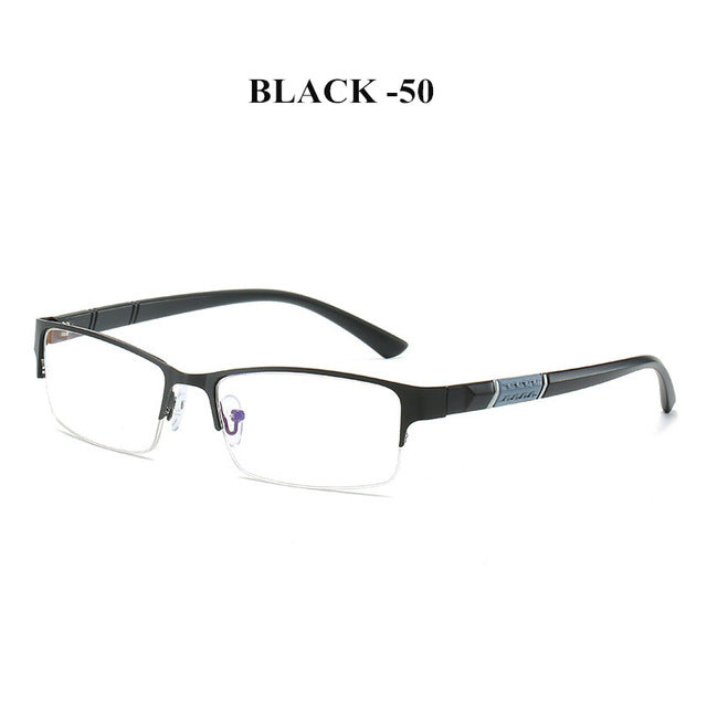 NYWOOH Finished Myopia Glasses Men Anti Blue Light Eyeglasses Retro Metal Half Frame Short Sight Eyewear -1.0 -4.5 Diopter