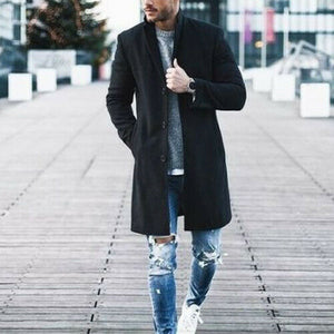 2020 New Fashion Winter Men's Wool Trench Single Breasted Long Jacket Coat Autumn Coat Outwear Overcoat Long Jacket Tops