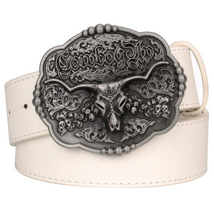 Wild west cowboy personality Men's belt metal buckle bull head American Texas western cowboy style belts trend belt for men gift