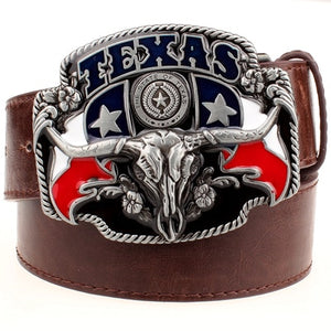 Wild west cowboy personality Men's belt metal buckle bull head American Texas western cowboy style belts trend belt for men gift