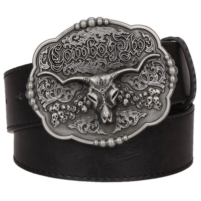Wild west cowboy personality Men's belt metal buckle bull head American Texas western cowboy style belts trend belt for men gift