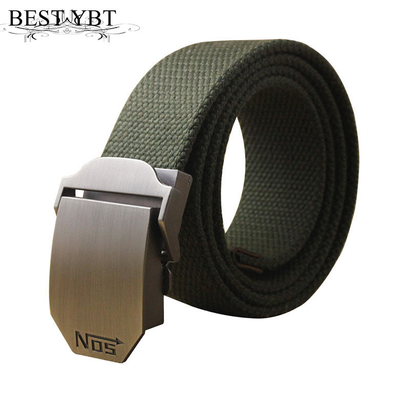 Best YBT Hot male tactical belt Top quality 4 mm thick 3.8 cm wide casual canvas belt Outdoor For men  Automatic buckle Belt