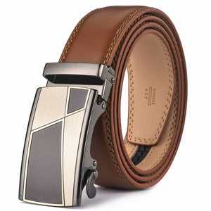 Plyesxale Automatic Buckle Brown Belt Men 2018 Brand Designer Mens Belts Luxury Genuine Leather Belt For Men High Quality B10