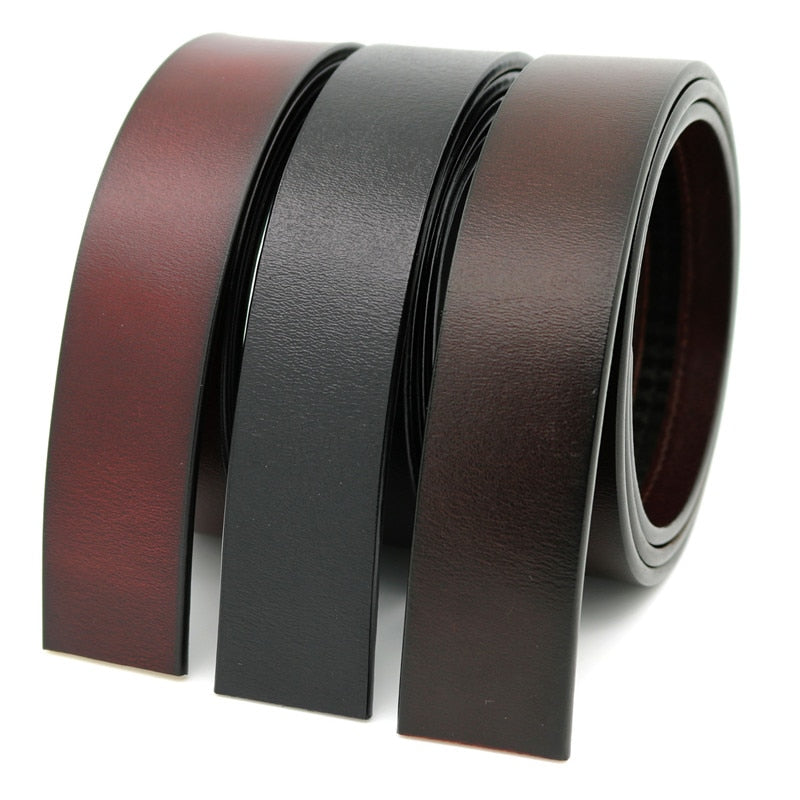 LannyQveen Brand Belt 100% Pure Cowhide Belt Strap No Buckle Genuine Leather Belts Automatic Buckle Belt For Men High Quality