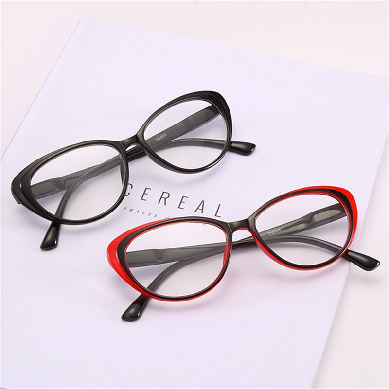 Retro Full Frame Cat Eye Reading Glasses Women Men Clear Lens Presbyopic Prescription Glasses with Diopter Eyewear Frame Unisex