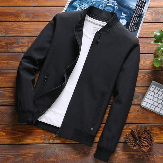 MANTLCONX Newest Solid Autumn Mens Bomber Jackets Male Casual Zipper Summer Jacket Men Spring Casual Outwear Men Thin Jacket