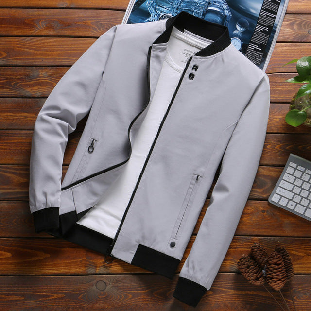 MANTLCONX Newest Solid Autumn Mens Bomber Jackets Male Casual Zipper Summer Jacket Men Spring Casual Outwear Men Thin Jacket